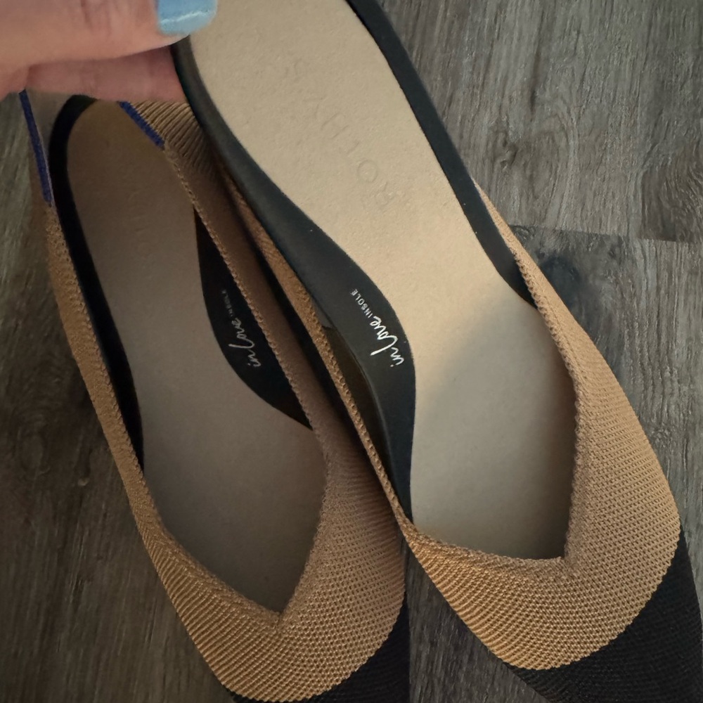 NWOB Rothy's Tan and Black Short-heeled Flats - Picture 3 of 9